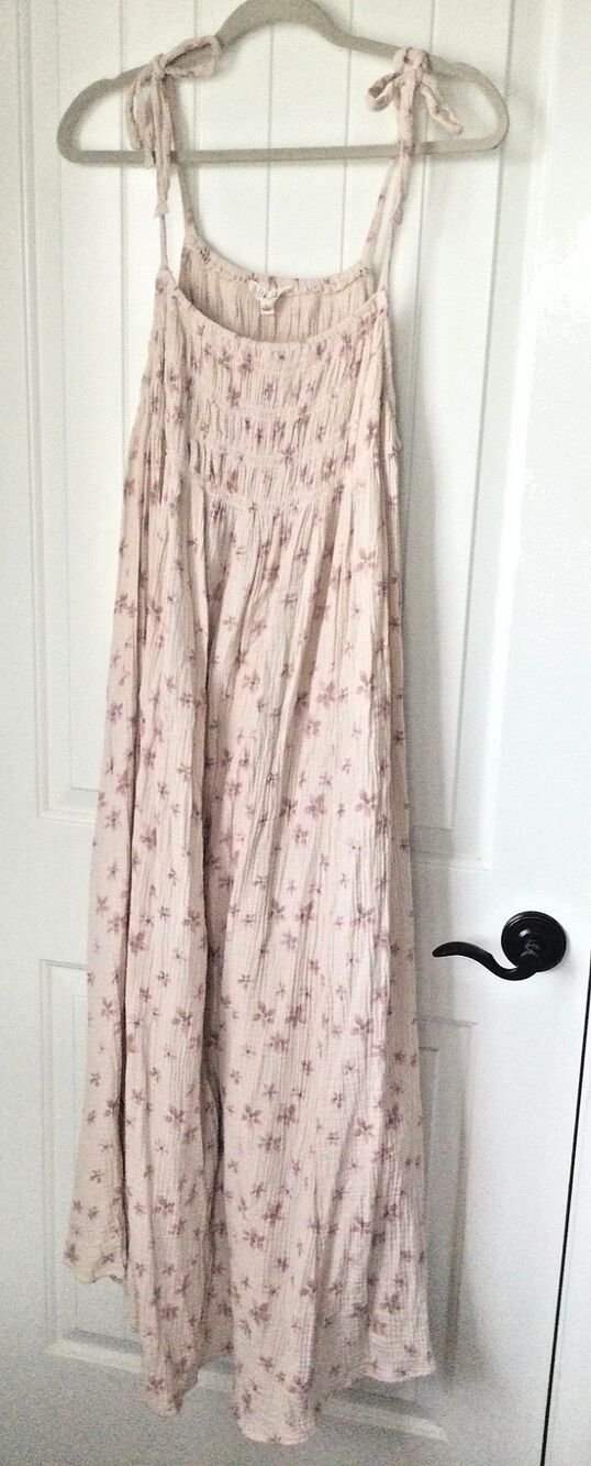 Oli & Hali Size Large Pale Pink Gauze Midi Dress POCKETS Womens Boho Festival - Picture 4 of 11